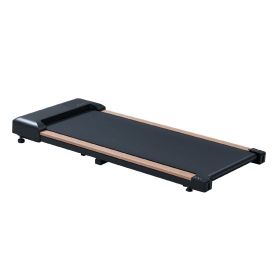 2.25HP Under Desk Treadmill, Portable Wood Walking Pad for Home & Office, Compact Running & Walking Machine with Remote Control, LED Display, Bla