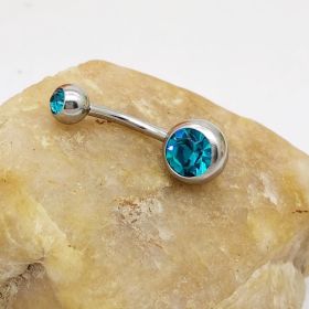 Puncture Hypoallergenic Titanium Steel Navel Buckle Belly Nail (Option: Lake Blue)