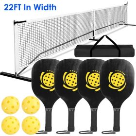 1Set Portable Pickleball Net Set 22ft Regulation Size Net Pickle Ball Net System With 4 Pickleballs 4 Paddles Carrying Bag For Driveway Yard (Option: Black)