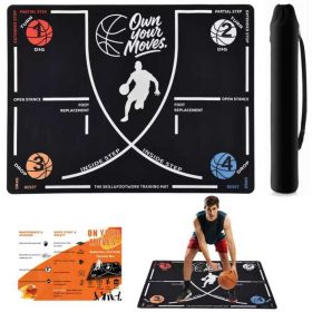 Basketball Footwork Training Mat For Beginners - 59 X 35 Inch Indoor Outdoor Skill Trainer - Visual Step Guide For Youth & Adults - Anti-Slip & P (Option: Blcak)