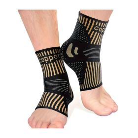 1 Pair Copper Ankle Support Sleeves Unisex Wicking With Arch Heel Stabilization Ideal For Basketball Tennis Running (Option: XL)