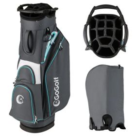 14-Way Golf Cart Bag - 6 Zippered Pockets+Cooler Pocket, Waterproof Zippers, Gray+Blue (Option: defaulttitle)