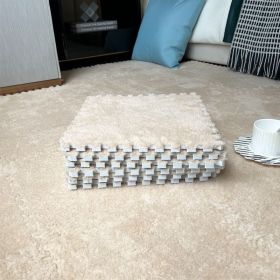Soft Interlocking Shaggy Carpet Mats - Protective Floor Tiles for Kids' Play & Exercise; Home Parlor; Bedroom - Fluffy Area Rugs by Smabee (Color: Apricot, Items: 30*30CM Thick [10 Pieces] Edge Strips)