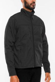 Mens Solid Soft Shell Storm Tech Jacket Coat (Color: Black, size: S)