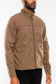 Mens Solid Soft Shell Storm Tech Jacket Coat (Color: KHAKI, size: S)
