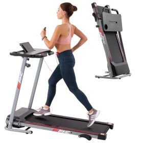 FYC Folding Treadmill for Home with Desk - 2.5HP Compact Electric Treadmill for Running and Walking Foldable Portable Running Machine for Small S (Color: Grey)