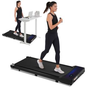 Walking Pad Under Desk Treadmill for Home Office -2.5HP Walking Treadmill 0.6-4MPH 300LBS Capacity Treadmill for Walking Running Remote Control B (Color: Black, material: Metal)